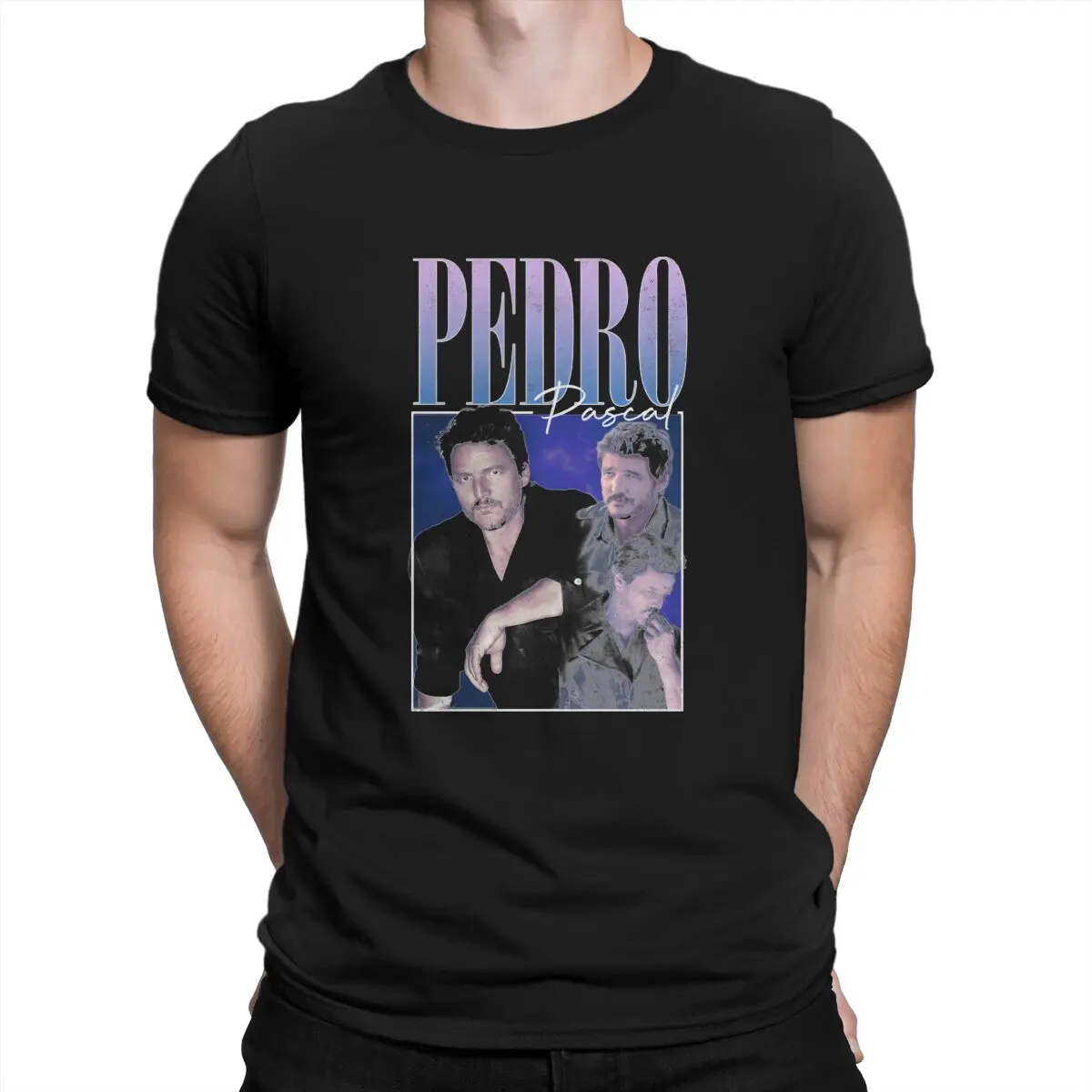 

Actor Men's T Shirts Pedro Pascal Crazy Tees Short Sleeve Round Collar T-Shirts 100% Cotton Party Tops