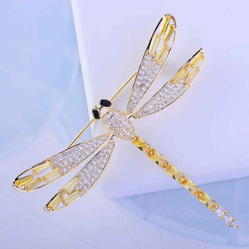 

New 2023 Copper Inlaid Zircon Corsage Unisex Insect Dragonfly Clothing Accessories Pin Small Suit High-end Gender Needle