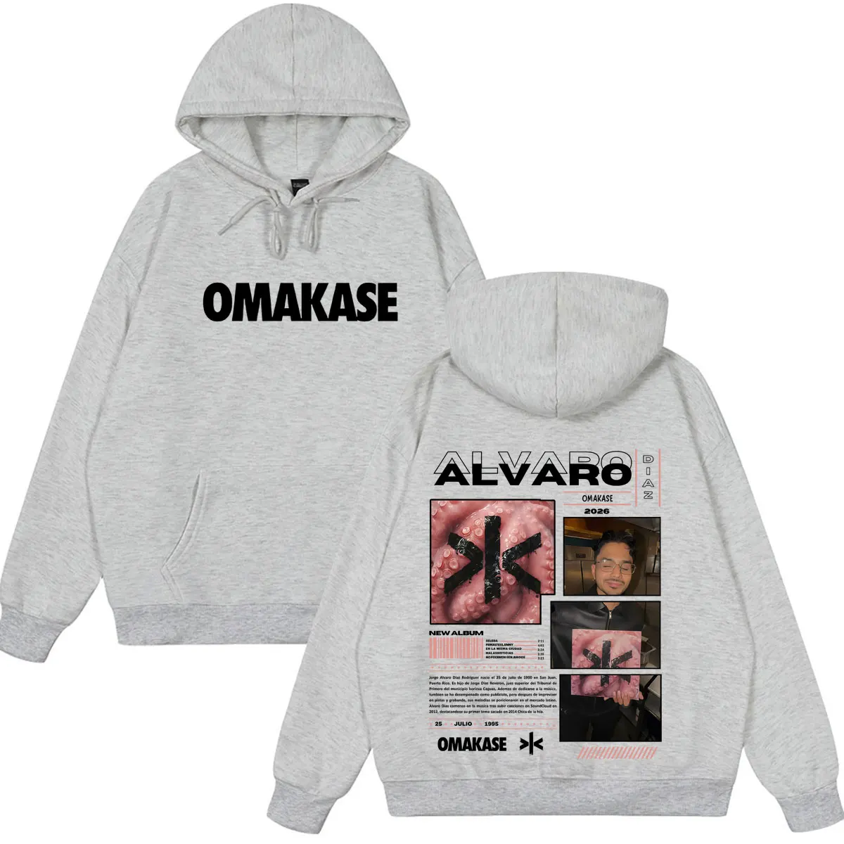 Фото Худи Alvaro Diaz Omakase Album 2026 Tour Merch для мужчин и женщин, высококачественный пуловер в стиле хип-хоп, зимняя толстовка с длинными рукавами, повседневная толстовка №3