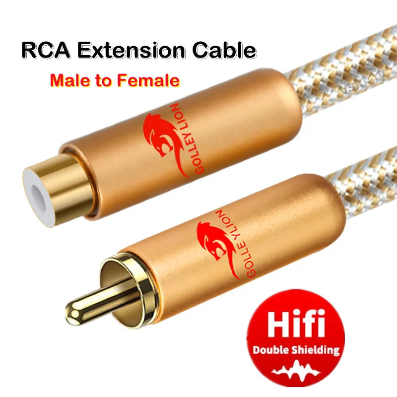 Cable de Audio Coaxial Digital Hifi RCA macho a hembra para Subwoofer, DVD, TV, altavoz, sistema de cine en casa, Cable de extensión blindado