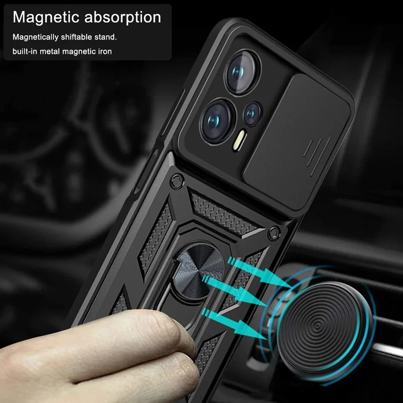 Фото Противоударный бронированный магнитный чехол для Poco F6 F5 F4 GT F3 X5 Pro X4 GT X3 NFC Coque для Poco M5S M4 M3 Pro C40 Чехол-держатель телефона №2