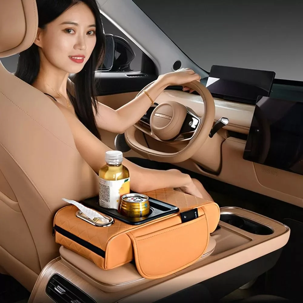 Многофункциональная подушка для автомобильного подлокотника с подстаканником и