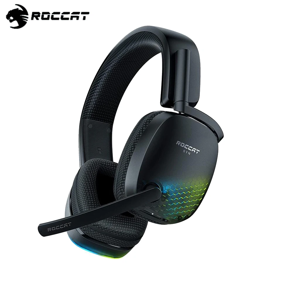 

Original For Roccat SYN PRO AIR Wireless Headphones 7.1 Virtual Surround Earphones ,With AIMO RGB Lighting, With Detachable Mic