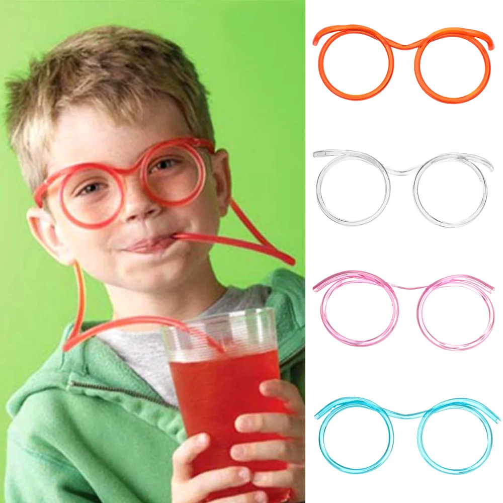 

Funny Soft Straw Glasses Plastic Drinking Straws Unique Flexible Drinking Tube Kids Toy Birthday Party Supplies Accessories