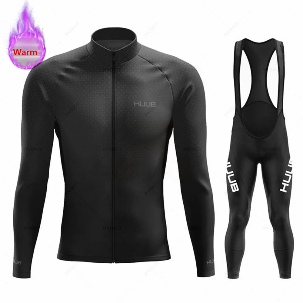 

New Men's Cycling Jersey 2022 Team Huub Road Bike Winter Bicycle Clothing MTB Bib Pants Men Ropa Ciclismo Thermal Fleece Maillot