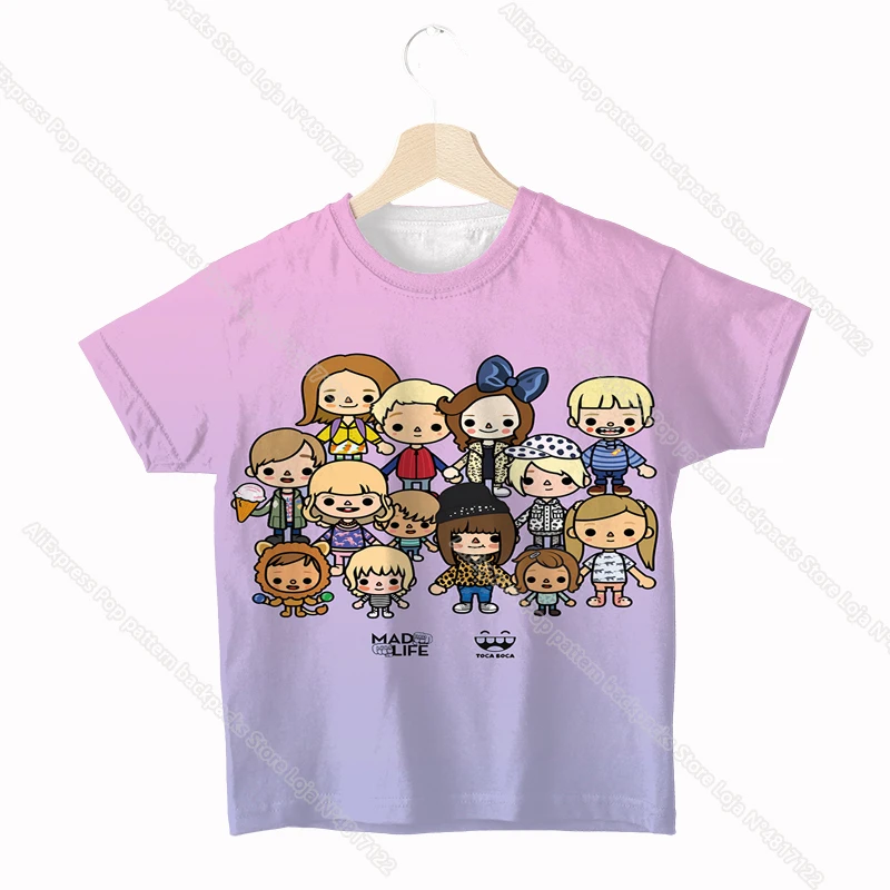 Kids Toca Life World 3D T Shirt Toddler Cartoon T-shirt Boys Girls Teens Short Sleeve Anime Tee Tops Summer Children Clothes