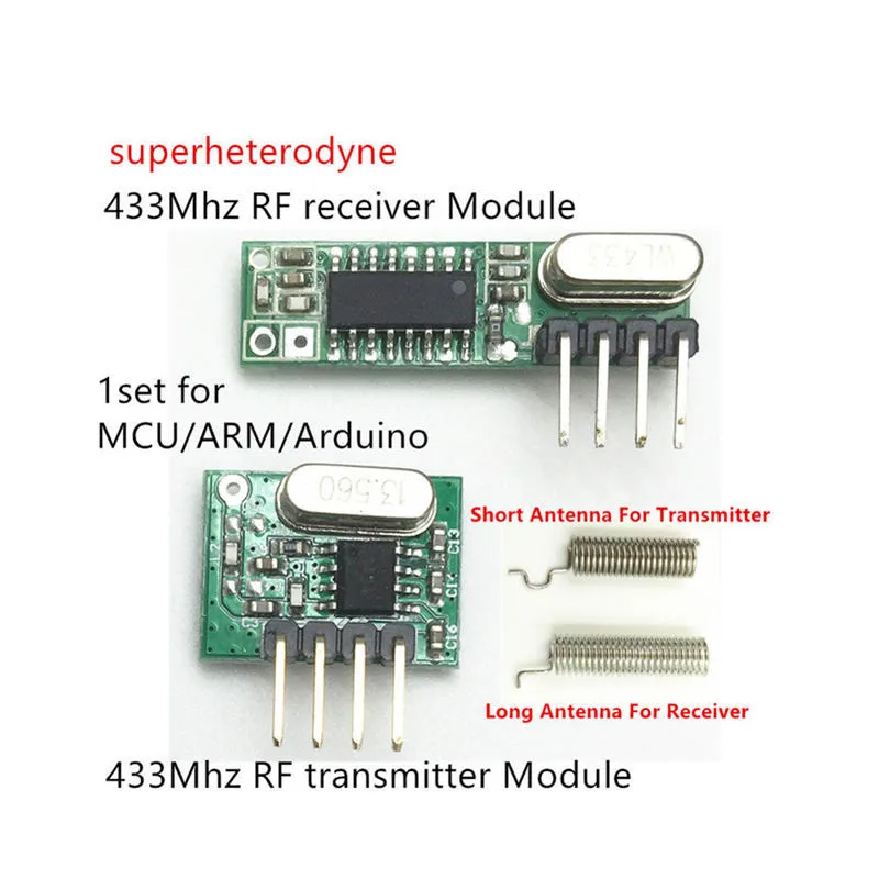 

1 set RF module 433 Mhz superheterodyne receiver and transmitter kit with antenna For Arduino uno Diy kits 433mhz Remote control