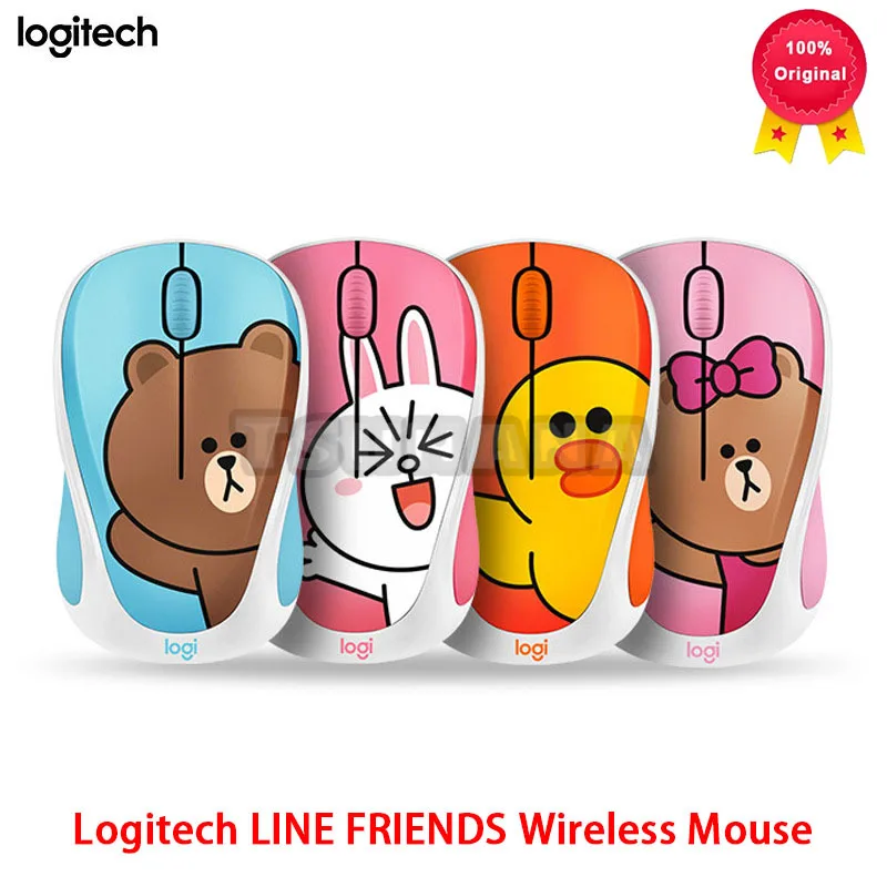 

Logitech LINE FRIENDS Wireless Mouse 2.4GHz Mini Cartoon USB Receiver Optical Sensor Office Gaming Mouse without Battery for PC