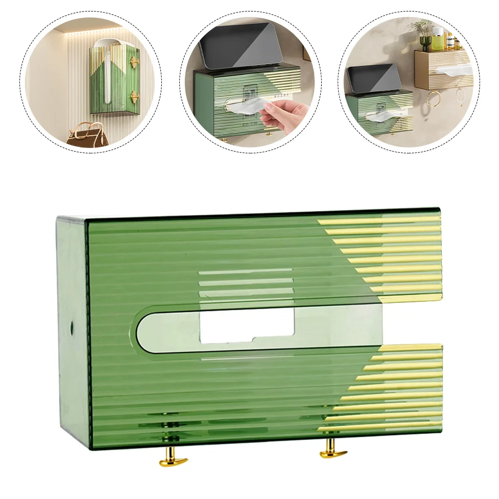 

Tissue Box Wall Napkin Mounted Holder Storage Dispenser Free Punching Square Sheet Nail Paper Towel Cases Flushable Dryer