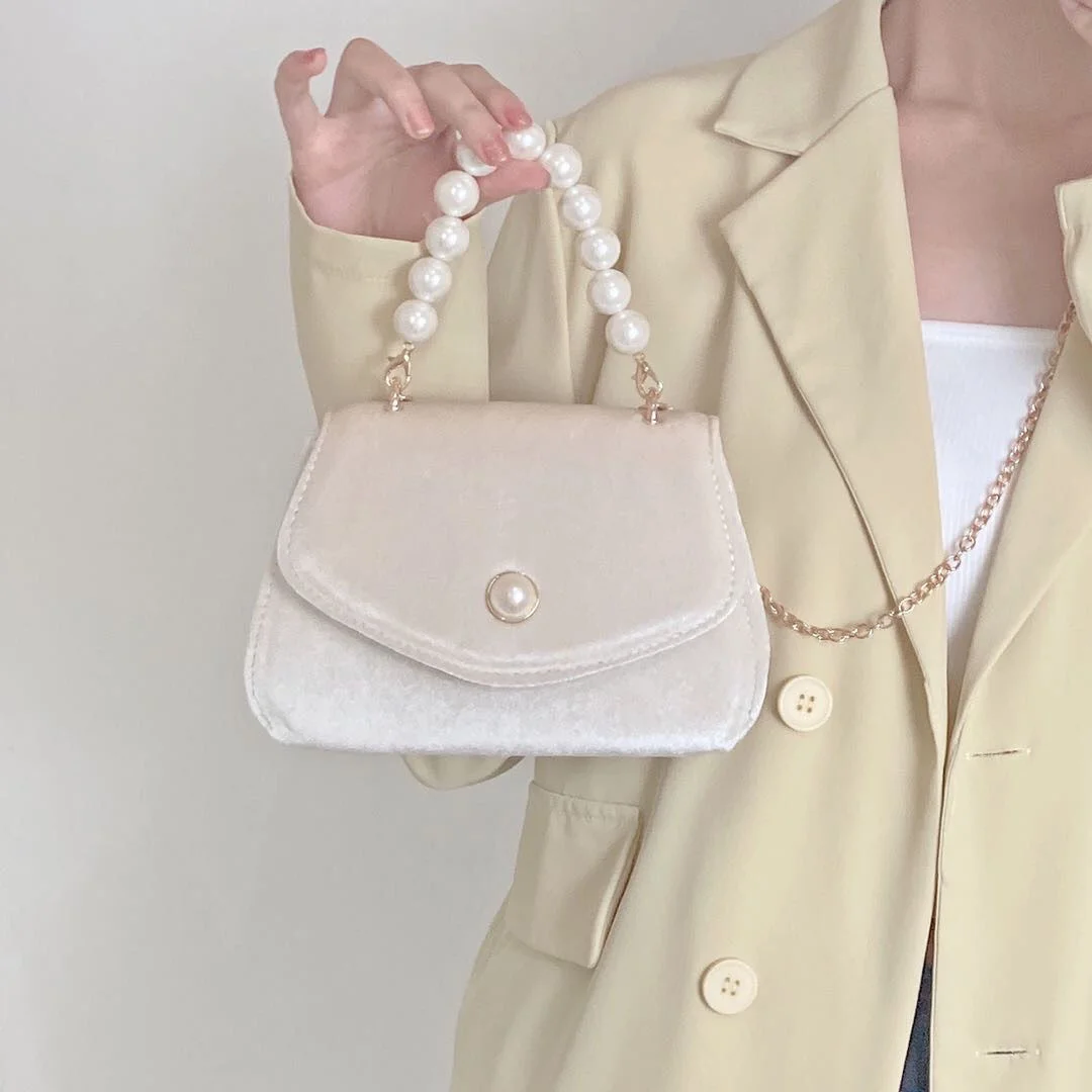 

Женская маленькая квадратная сумка на плечо с жемчужной цепочкой в стиле ретро, элегантный дамский вечерний клатч, сумочка, женская Портативная сумка через плечо