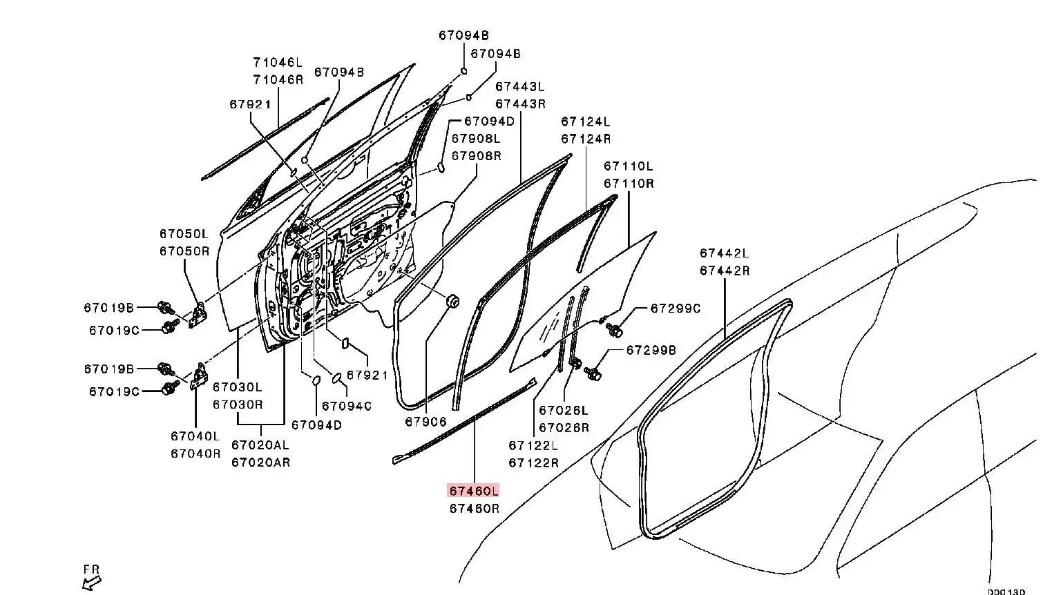 

Цельный резиновый уплотнитель дверцы для Outlander 2013-2019 5725A289 GF GG, уплотнитель для Asx RVR GA, защита от дождя 2010-2020 5725A290