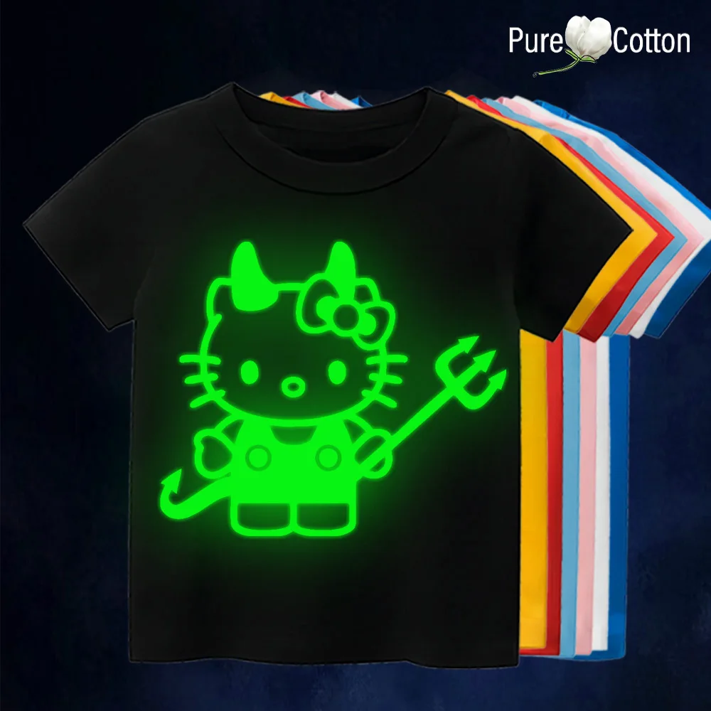 Детская Хлопковая Футболка С Короткими Рукавами И Флуоресцентным Рисунком В