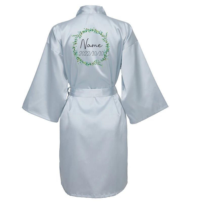 Personalized Bride Robes Custom Garland Decorate Morning RSilky Satin Robes Bridesmaid Team Robes Wedding Bridal Robes Sleepwear