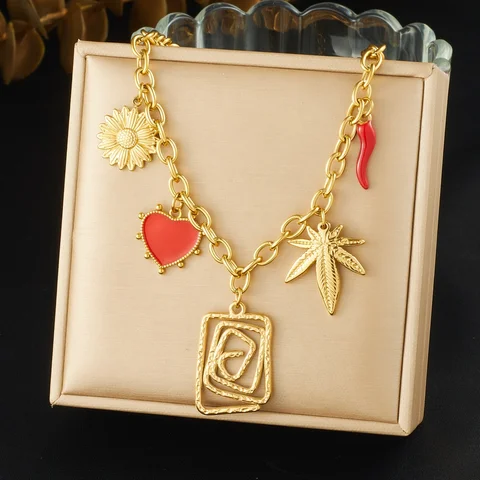 DIEYURO Красное ожерелье из нержавеющей стали