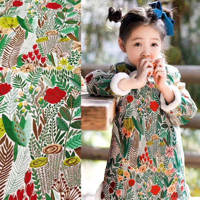 

Jacquard Brocade Fabric Cheongsam for Dress Children's Suit Cotton Jacket Clothing Material Sewing by the Meter Wholesale