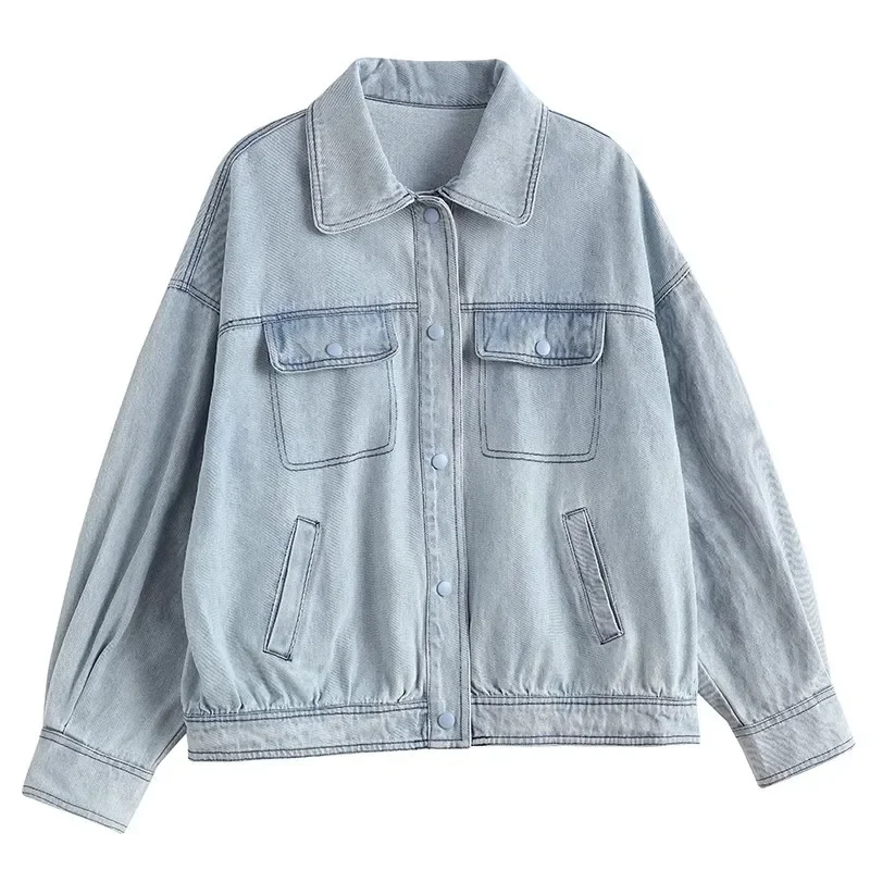 Женская джинсовая куртка Yipn.igacoyou светло-голубая