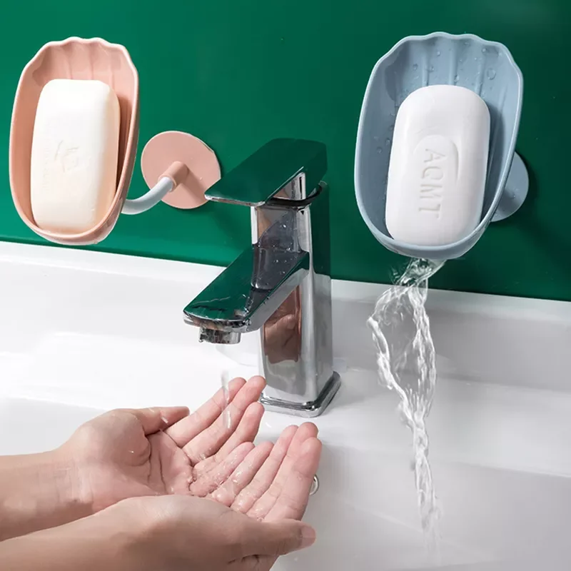 

2022New punching and pasting Wall-mounted Soap Dish Holder For Bathroom Shower Soap Box Sponge Soap Holder Storage Soap containe