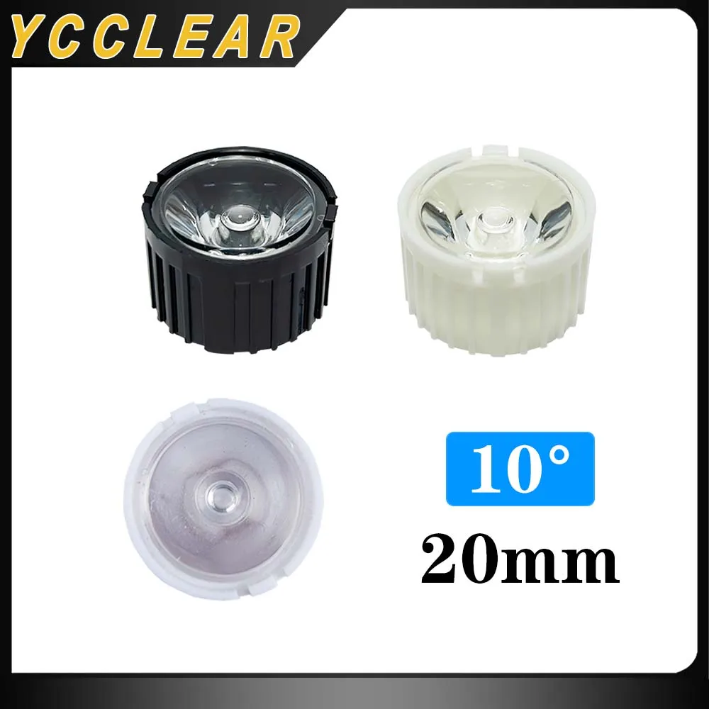 

100 шт. 10 градусов угол светодиодный объектив 20 мм держатель Плоский прозрачный отражатель для 1 Вт 3 Вт высокомощный светодиодный излучатель