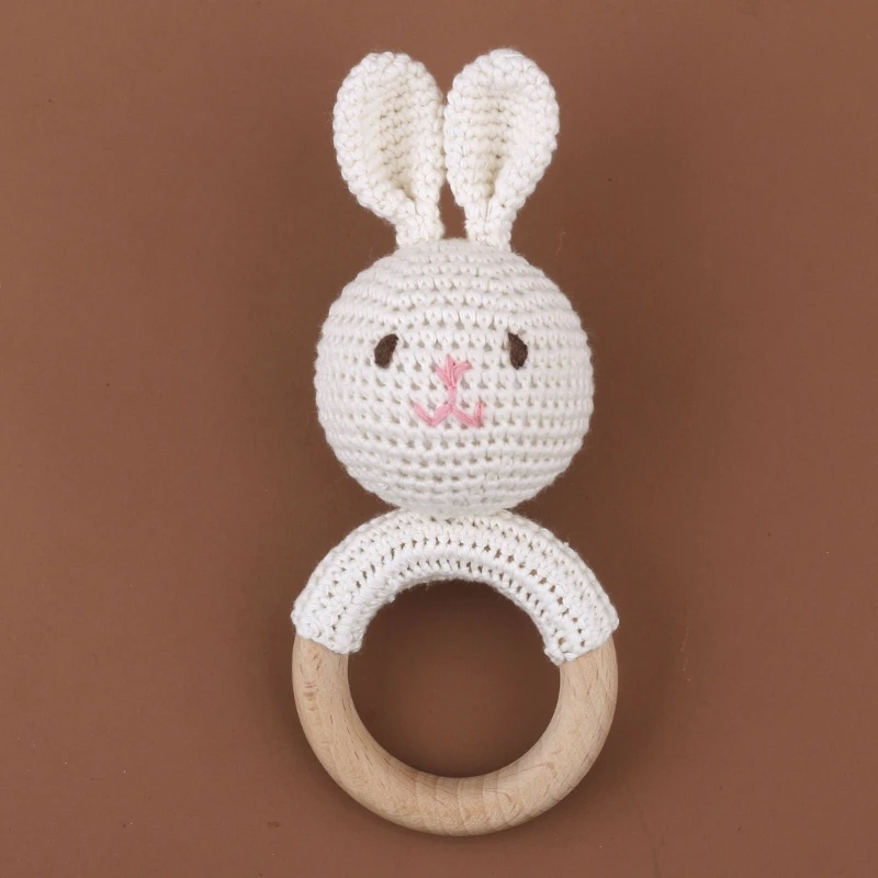 

Natural Sensory Toy for Newborn Shower Gift Sensory Gifts Red Boho Teething Toy Stroller Hanging Pendants Rabbit Shape