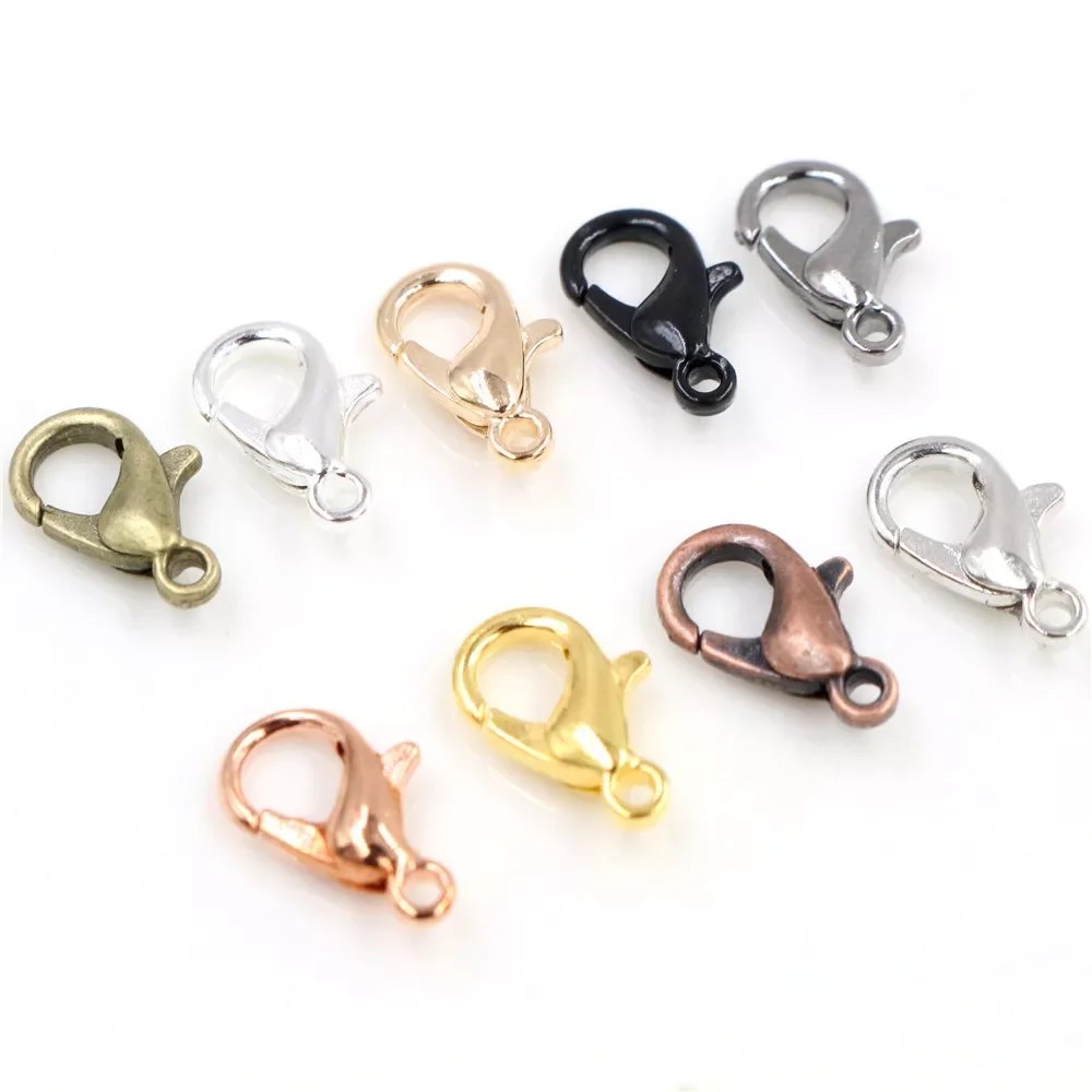 9 Colors Plated Fashion Jewelry Findings,Alloy Lobster Clasp Hooks for Necklace&Bracelet Chain DIY