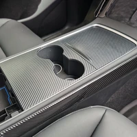 applicable to tesla model y3 central control decorative paster water cup panel carbon fiber interior modification accessories