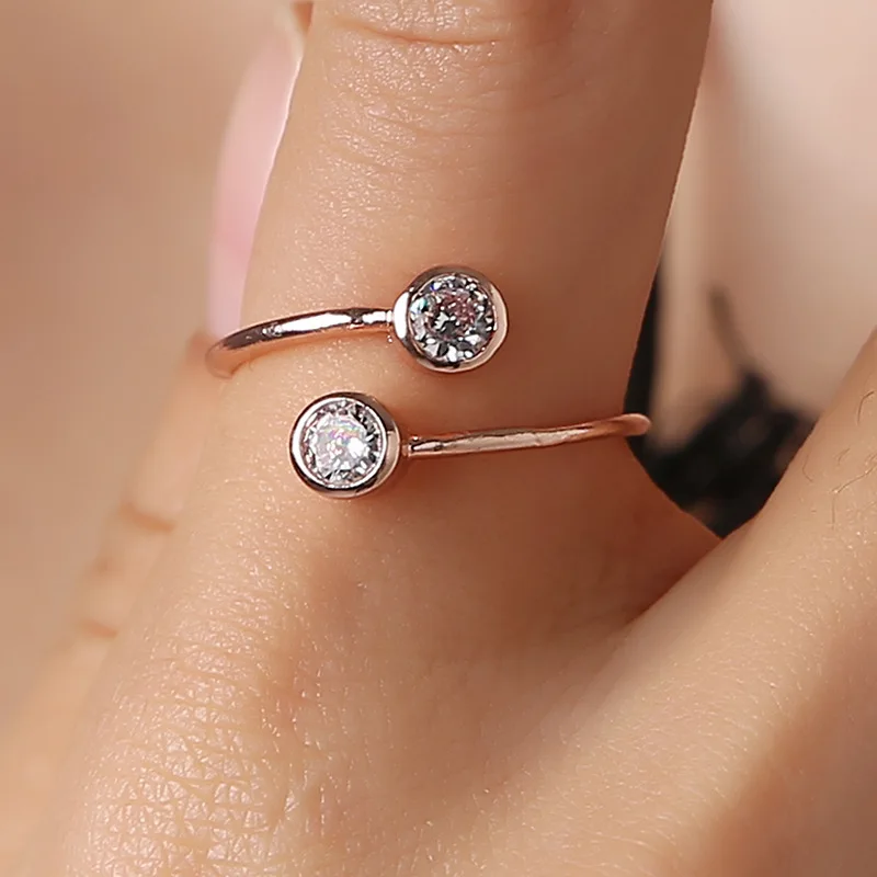 

New Korea Fashion Mini Zircon Ring Stainless Steel Rings For Women Zircon Engagement Wedding Ring Jewelry Gift