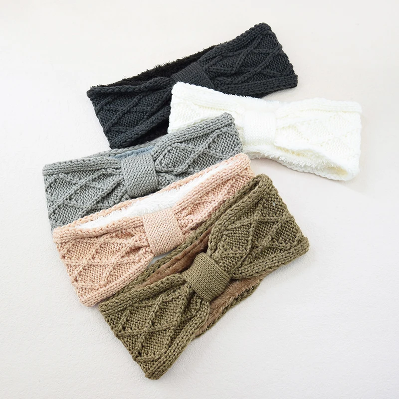 

1PC Bow Headband Winter Warmer Ear Hairband Elastic Hair Band Thicken Faux Woolen Knitting Headband Headwrap Hair Accessories