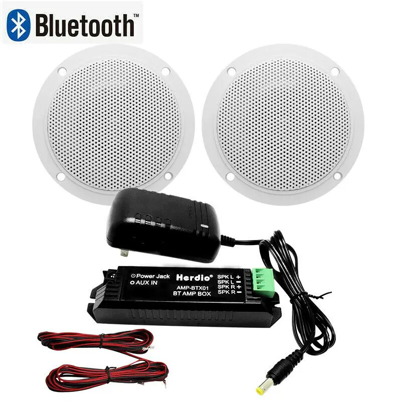 Herdio Waterproof Built In Digital Class Amplifier Bluetooth-compatible Ceiling Speaker 80W 4inch Active LoadSpeaker for Indoor