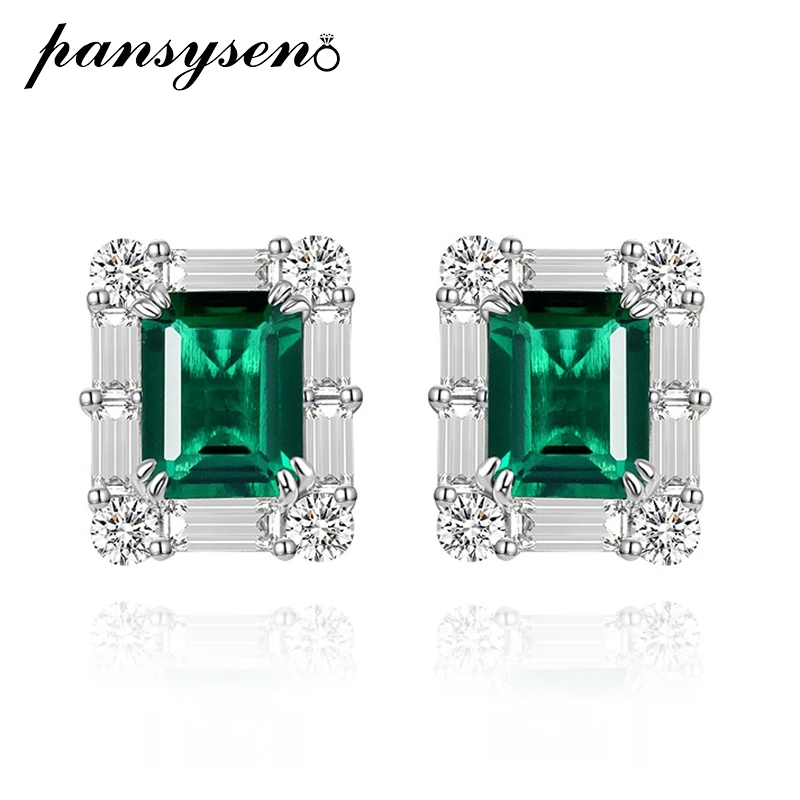 

Женские серьги-гвоздики из серебра 925 пробы, с искусственным изумрудом