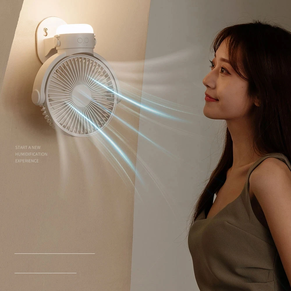 

CINODNI Wireless Wall Mounted Electric Fan with Remote Control LED Light USB Rechargeable Camping Ceiling Fan for Home Outdoor