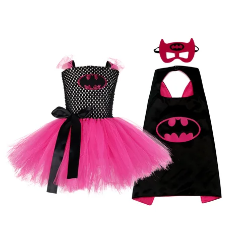 Летнее платье-пачка для девочек с маской, Детский костюм в стиле супергероев, косплей, Рождество, Хэллоуин, чудо-платье