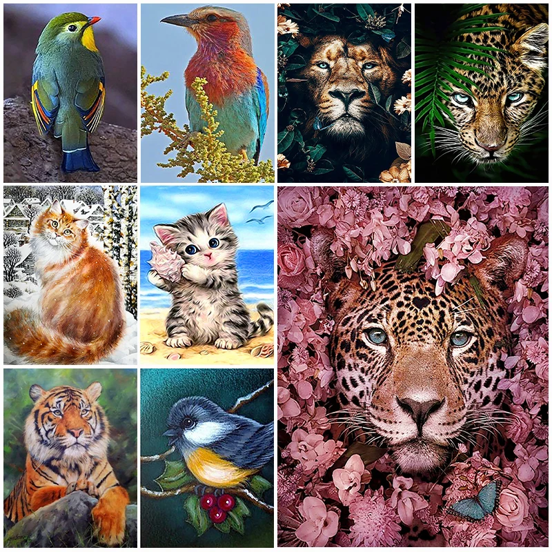 

DIY Diamond Painting Animal Cat Tiger Embroidery Mosaic Cross Stitch Kits Full Drill Diamond Rhinestones Picture Home Decor
