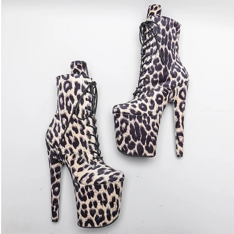 Leecabe  20CM/8inches Leopard Pole dance shoes High Heels Pole Dance boot