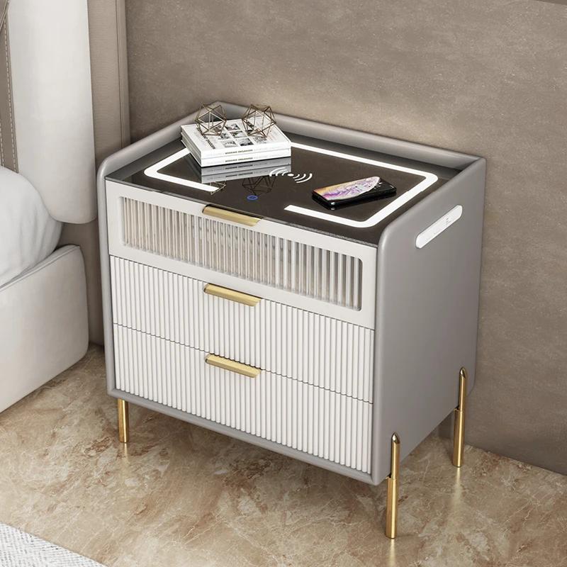 

Storage Cabinet Bedside Tables Comfortable Nordic Smart Bedroom Cabinets Nightstands Drawers Mesa Inteligente Home FurnitureT