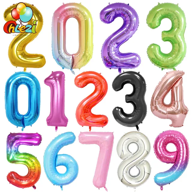 40Inch Big Foil Birthday Balloons Helium Number Balloon 0-9 Happy Birthday Wedding Party Decorations Shower Large Figures Globos 1