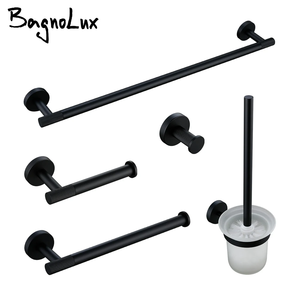 Bar Bath Robe Hook Brass Knurled Bathroom Hardware Set Shelf For Towels Paper Tissue Hol