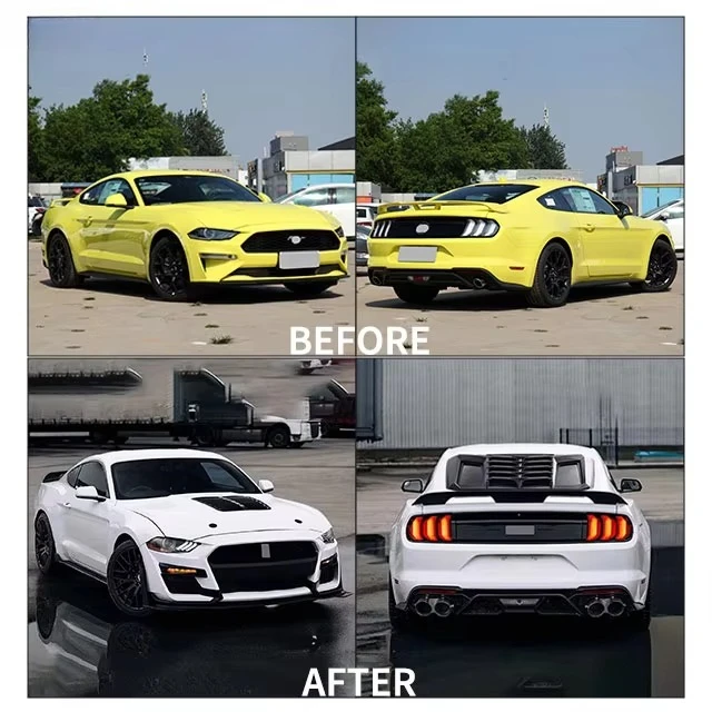 Фото Производство нового состояния для Mustang GT500 2018-2023, аксессуары, автомобильный полный широкий комплект кузова с решеткой переднего и заднего бампера №5