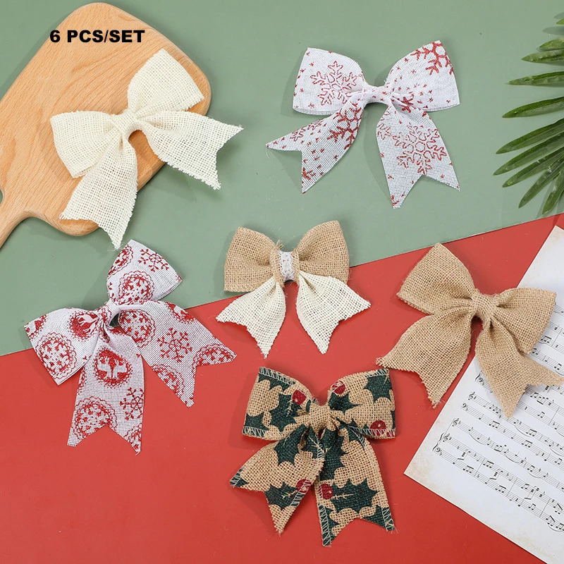 

Vintage Natural Jute Linen Burlap Ribbon Plaid Bows for Crafts DIY Bouquet Gift Wrapping Wedding Christmas Bowknots Party Decor