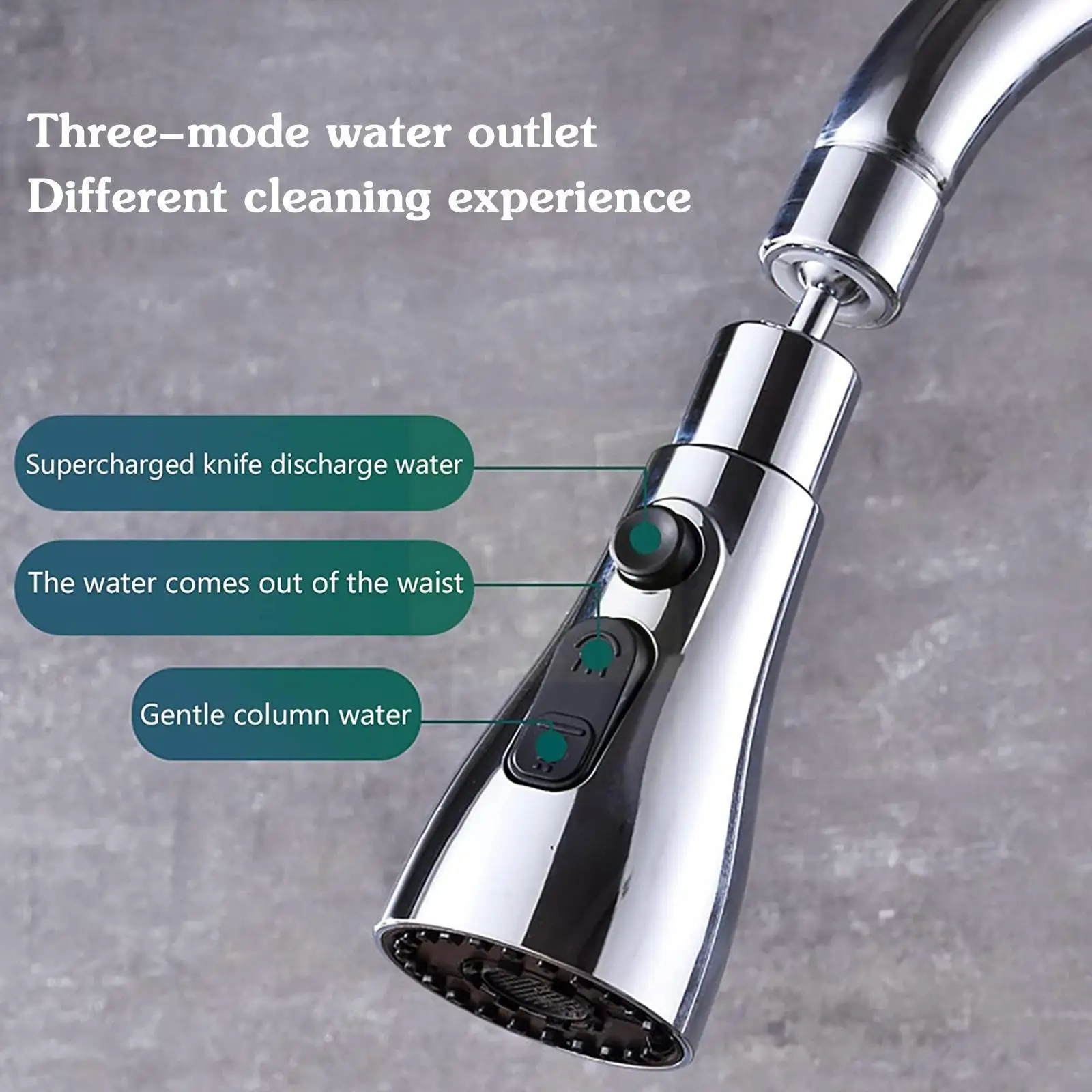 

3 Modes Shower Kitchen Tap 360° Rotatable Kitchen High-pressure With Rinser Universal Flush Shower Tap Kitchen Button R8m3