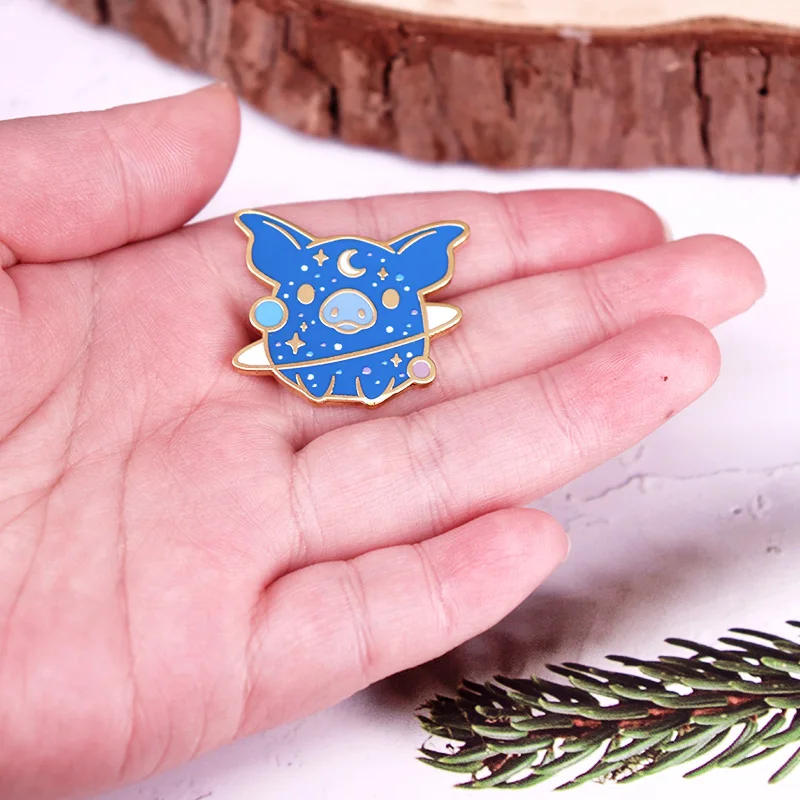 Эмалированная булавка в виде животного милая Летающая фотовселенная значок