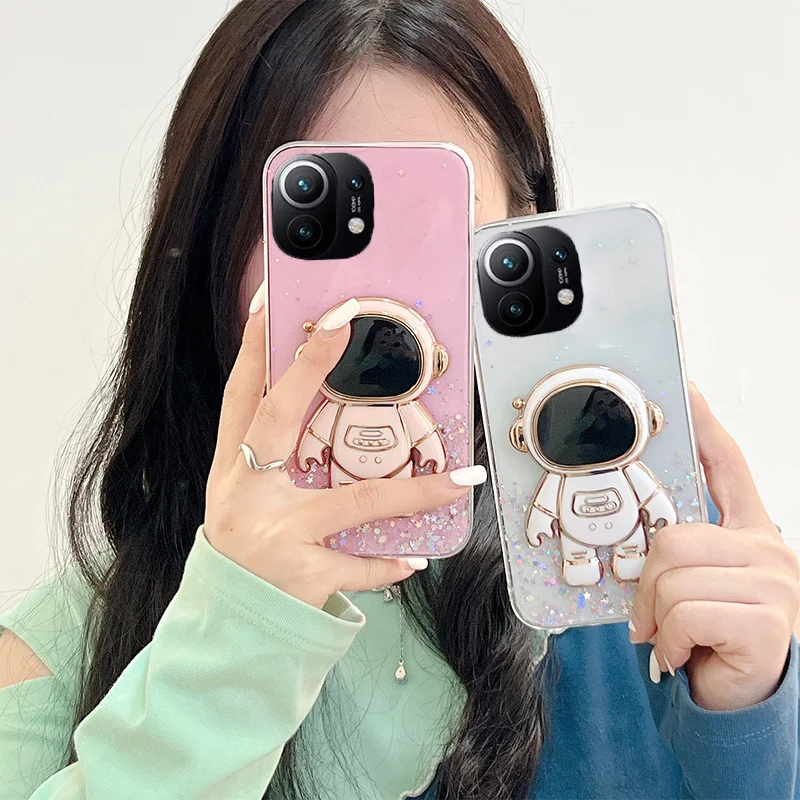 

Fashion Astronaut Glitter Case For Xiaomi 11T 11Lite POCO X3 X4 M4 F3 C40 Pro Redmi Note11 11S 10C Soft Crystal Bling Cover Caqa