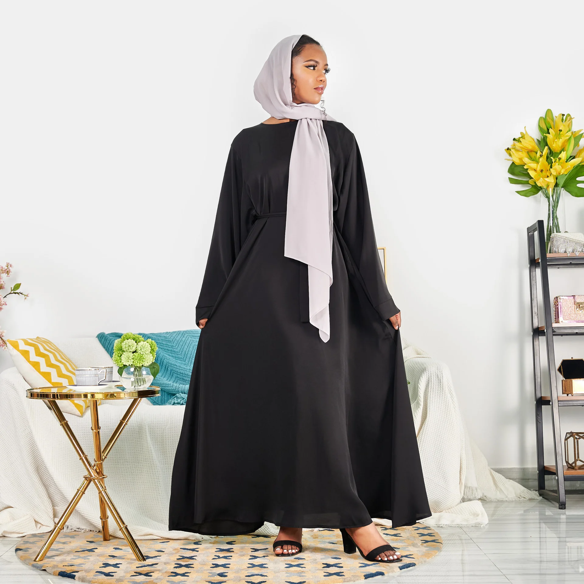 Abaya For Women Islam Arab Dubai Women Robe Simple Basic Turkish Solid Large Town Dress Temperament Commuting Dress Fashion