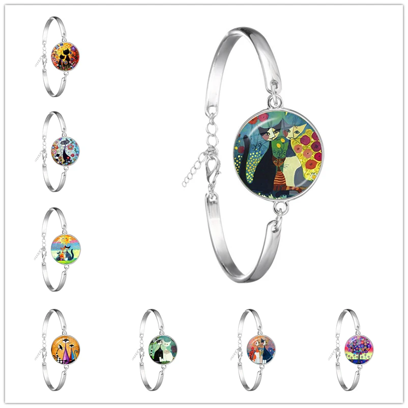 

Customizable Personality Cute Cat Family Bracelet Design Glass Dome Jewelry Gift for Mom Daughter Friend Sister Birthday Present