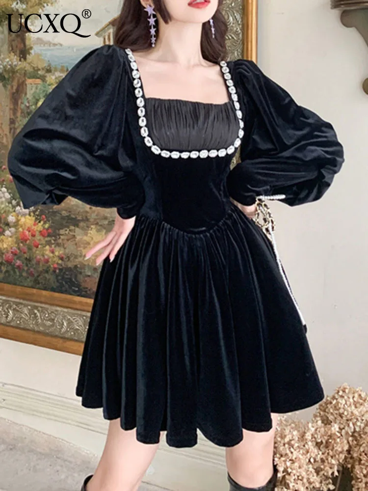 

Платье-мини женское Плиссированное с квадратным вырезом и рукавами-фонариками