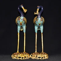 15 tibetan temple collection old bronze cloisonne enamel crane red crowned crane incense burner a pair gather fortune ornament