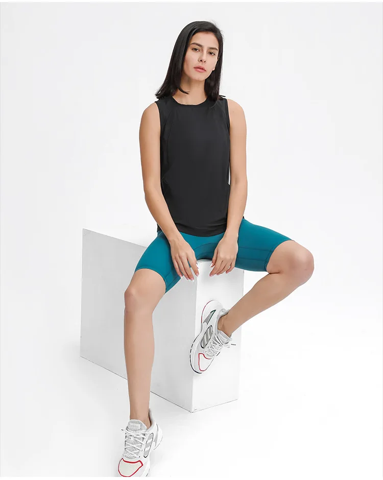LuLuWomens Clothing Tank Tops Yoga Sports Top Gym Sportswear Outdoor Jogging Hollow Back Breathable Vest Fitness Shirt Blouses
