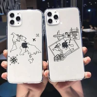 popular world map travel airplane phone case for iphone 11 12 13 mini pro xs max 8 7 6 6s plus x 5s se 2020 xr clear case