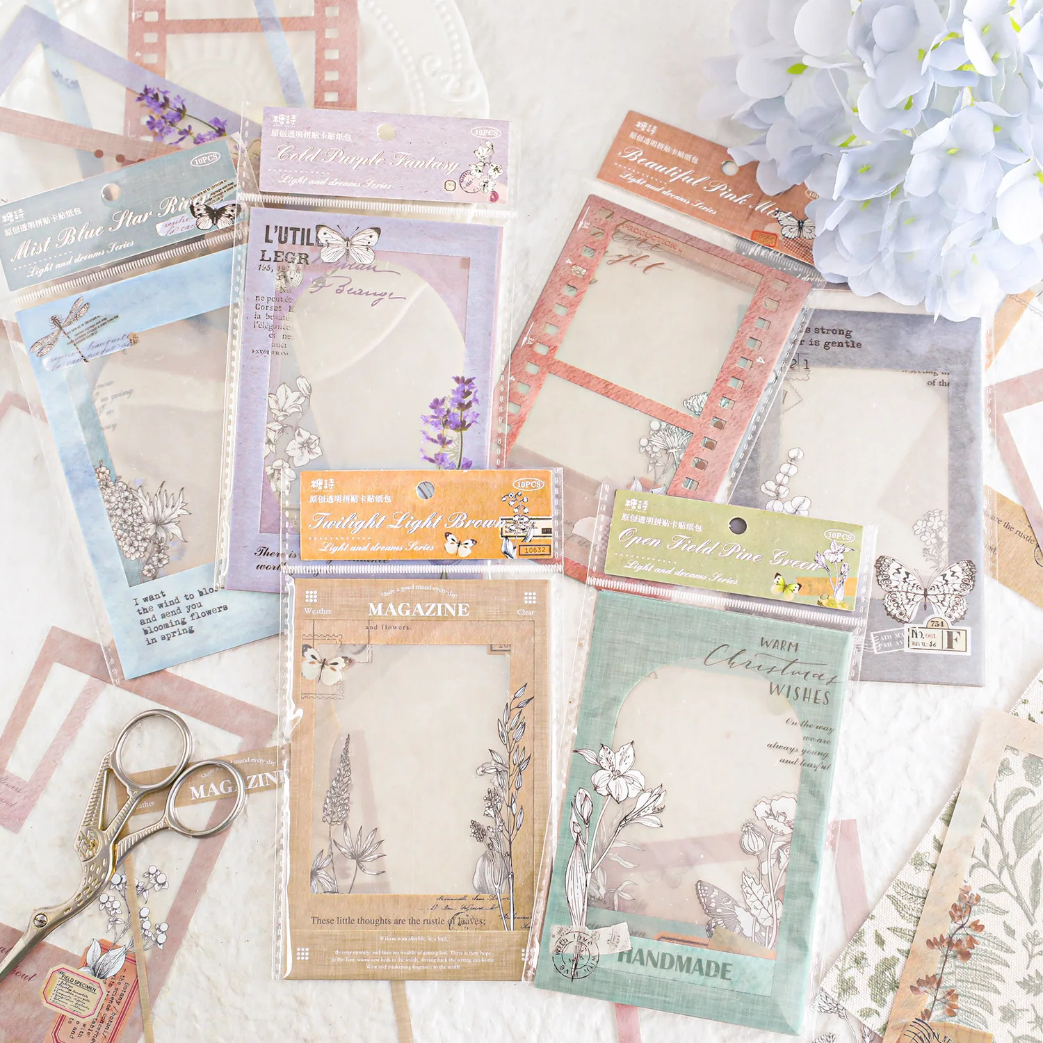 

10Pcs Retro Border Transparent Collage Decorative Stickers Diy Handbook Scrapbooking Label Diary Journal Planner