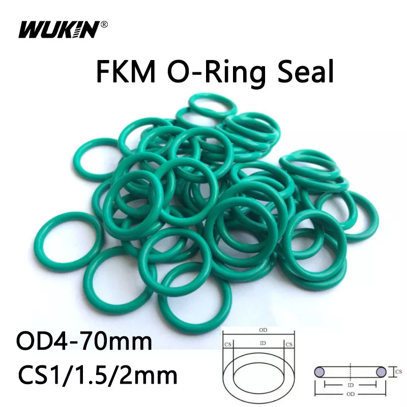 20PCS Green FKM O-Ring Gasket Fluorine Rubber Sealing Ring Fuel Washer Heat-Resistant Seal Gaskets OD 4-70mm CS 1/1.5/2mm