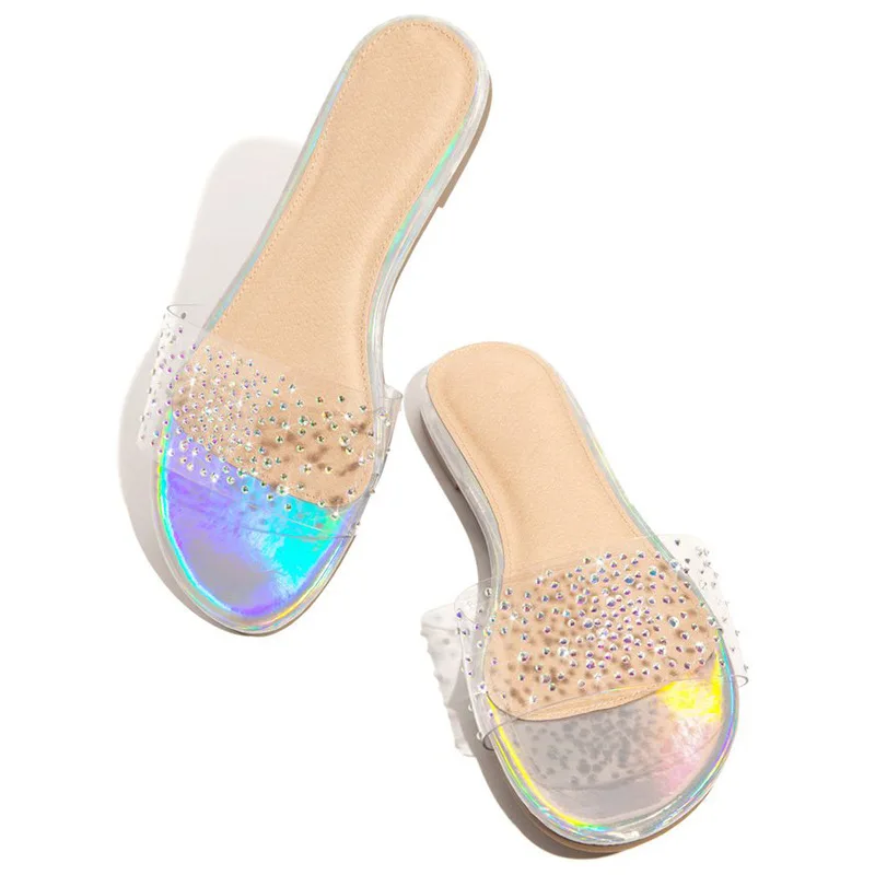 

Shoes Woman 2023 Slippers Flat Big Size Pantofle Summer New Rubber PU Slides Basic Rome Fabric Big Size Shoes Slippers Women Sum